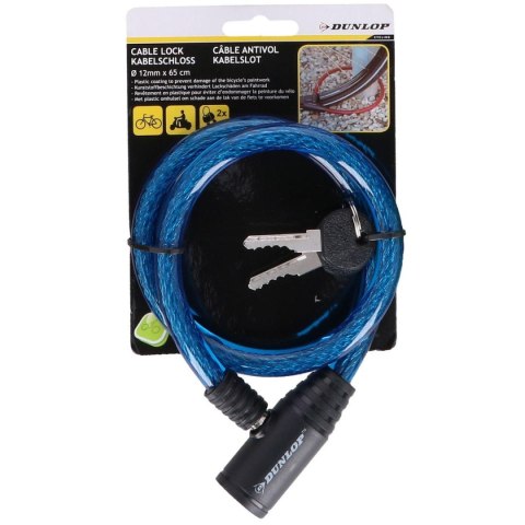 ZAPIĘCIE ROWEROWE SPIRALNE NA KLUCZ 1.2x65CM NIEBIESKIE DUNLOP