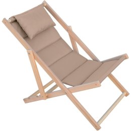 LEŻAK DREWNIANY CLASSIC SOFT Z ZAGŁÓWKIEM TAUPE