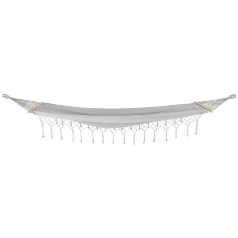 HAMAK OGRODOWY 2 OSOBOWY 200X150CM Z DRĄŻKIEM I Z FRĘDZLAMI MIAMI SZARY 1041476