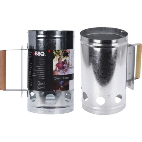 KOMIN ROZPALACZ DO GRILLA 27,5CM Z DREWNIANĄ RĄCZKĄ