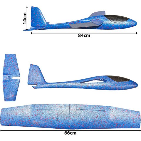 SAMOLOT STYROPIANOWY 84CM NIEBIESKI