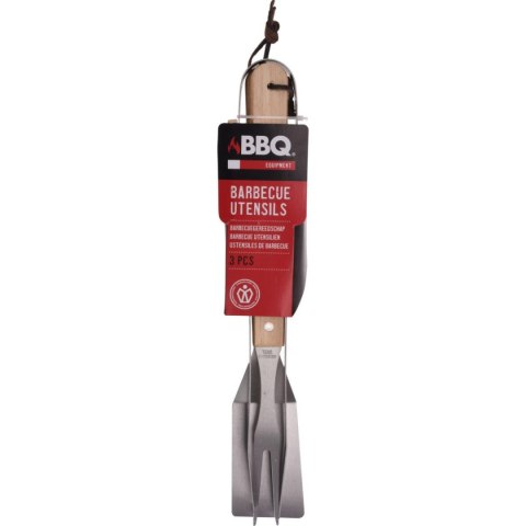 ZESTAW PRZYBORÓW DO GRILLA 3W1 Z DREWNIANĄ RĄCZKĄ