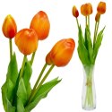 BUKIET 5 TULIPANÓW POMARAŃCZOWYCH 39CM JAK ŻYWYCH DEKORACJA WIOSENNA