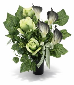 Bukiet flakon stroik na cmentarz grób sztuczne kwiaty