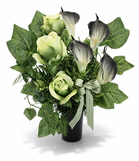 Bukiet flakon stroik na cmentarz grób sztuczne kwiaty