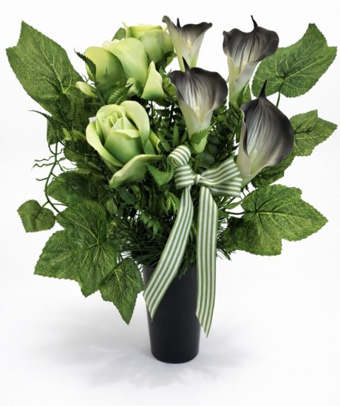 Bukiet flakon stroik na cmentarz grób sztuczne kwiaty