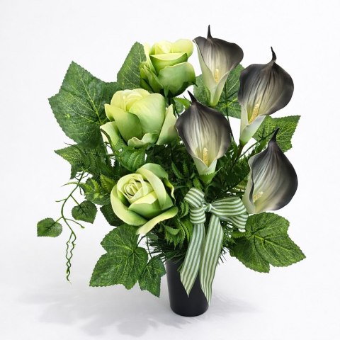 Bukiet flakon stroik na cmentarz grób sztuczne kwiaty