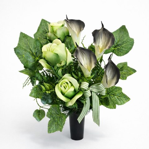 Bukiet flakon stroik na cmentarz grób sztuczne kwiaty