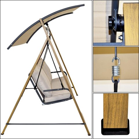 HUŚTAWKA OGRODOWO BALKONOWA 2-OSOBOWA PIASKOWA