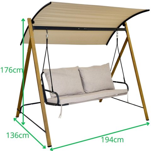 HUŚTAWKA OGRODOWO BALKONOWA 2-OSOBOWA PIASKOWA