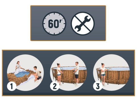 Bestway Basen stelażowy drewno 488x122 11w1 56725