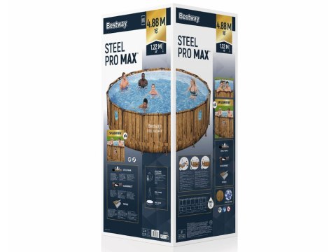 Bestway Basen stelażowy drewno 488x122 11w1 56725