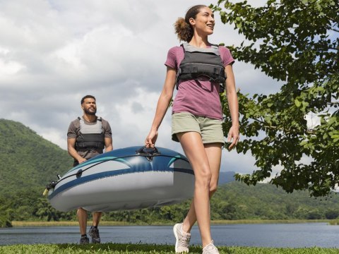 Bestway Dmuchany ponton TREK X2 do 250kg 232x118cm + wiosła i pompka 61153