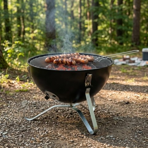 GRILL TURYSTYCZNY KOCIOŁEK KULISTY 34x37CM CZARNY