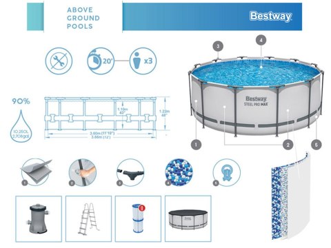 Bestway Basen STELAŻOWY 366x122cm 11w1 56420