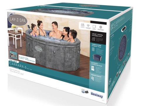 Bestway Lay-Z-Spa Carrara AirJet 6 hydromasaż 4-6os WiFi aplikacja 6001V