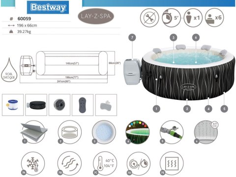 Bestway jacuzzi Lay-Z-Spa HOLLYWOOD 4-6os 196 cm LED 60059