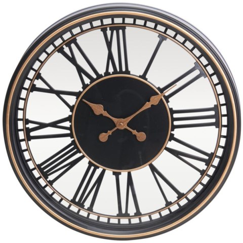 ZEGAR ŚCIENNY AŻUROWY CYFRY RZYMSKIE 48,5CM CZARNO ZŁOTY