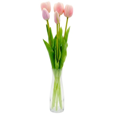BUKIET 5 TULIPANÓW JASNO RÓŻOWYCH 39CM JAK ŻYWYCH DEKORACJA WIOSENNA