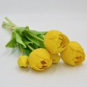 BUKIET 5 TULIPANÓW PIWONIOWYCH ŻÓŁTYCH 39CM JAK ŻYWYCH DEKORACJA WIOSENNA