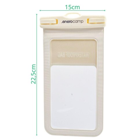 WODOODPORNE ETUI POKROWIEC NA TELEFON 12X22,5CM PVC ENERO CAMP KREMOWE