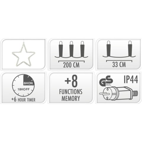 LAMPKI CHOINKOWE KURTYNA ŚWIETLNA 200x200 CM 415LED CIEPŁY BIAŁY GWIAZDKI