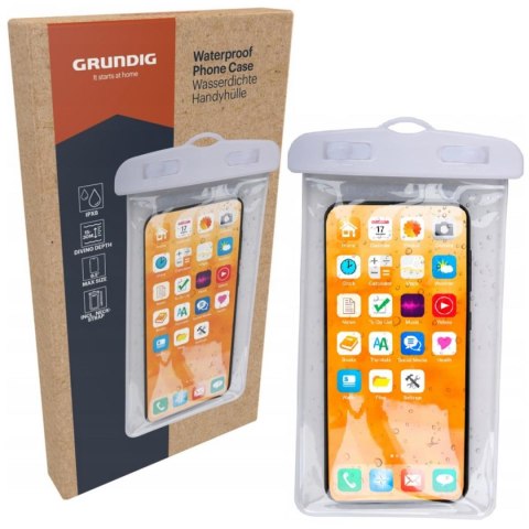 WODOODPORNE ETUI POKROWIEC NA TELEFON 11,7X21CM PVC BIAŁE GRUNDIG