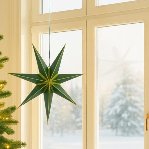 GWIAZDA DEKORACYJNA WISZĄCA PAPIEROWA FSC 18x60CM ZIELONA 7 RAMION MICA