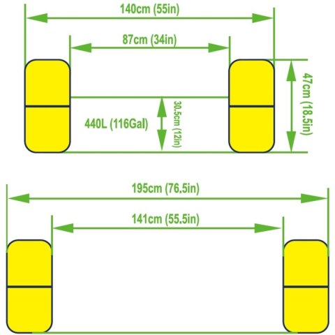 BASEN DMUCHANY RODZINNY PROSTOKĄTNY 2- PIERŚCIENIOWY TĘCZA 195x140x47CM 51470