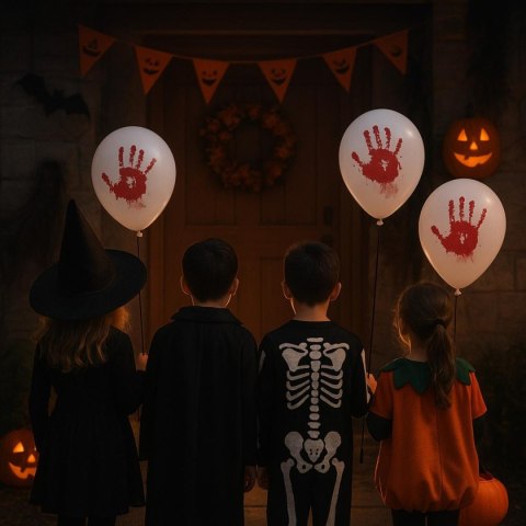 BALON DEKORACYJNY HALLOWEEN KRWAWY ODCISK DŁONI 10SZT
