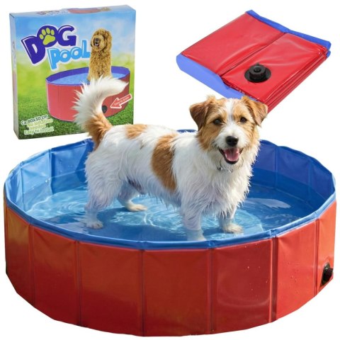 BASEN OGRODOWY SKŁADANY DLA PSA 80X30CM CZERWONY MAXPRO