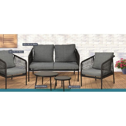 ZESTAW MEBLI OGRODOWYCH 2 STOLIKI 2 FOTELE KANAPA MEDIOLAN