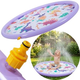 MATA DMUCHANA OKRĄGŁA 154x7CM PLAC ZABAW FONTANNA DINOZAURY 51627 FIOLETOWA