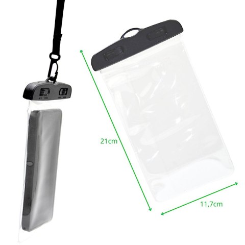 WODOODPORNE ETUI POKROWIEC NA TELEFON 11,7X21CM PVC CZARNE GRUNDIG