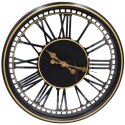 ZEGAR ŚCIENNY AŻUROWY CYFRY RZYMSKIE 48,5CM CZARNO ZŁOTY