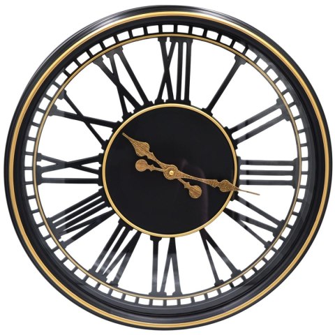 ZEGAR ŚCIENNY AŻUROWY CYFRY RZYMSKIE 48,5CM CZARNO ZŁOTY