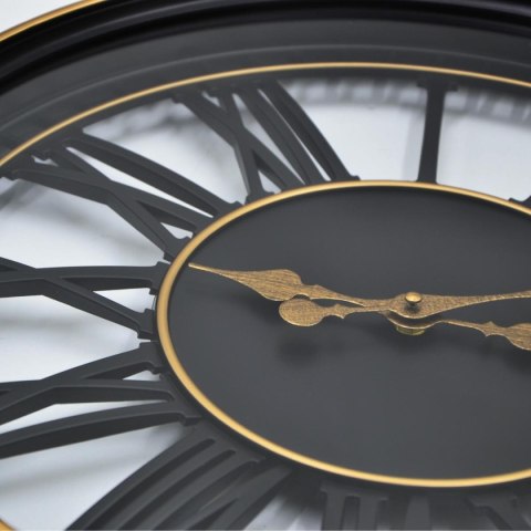 ZEGAR ŚCIENNY AŻUROWY CYFRY RZYMSKIE 48,5CM CZARNO ZŁOTY