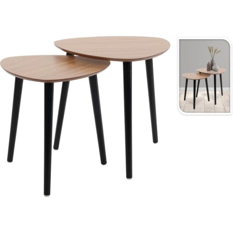 ZESTAW STOLIKÓW KAWOWYCH BOCZNYCH DO SALONU 2 SZT MDF CZARNE NOGI