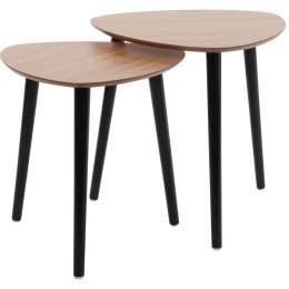 ZESTAW STOLIKÓW KAWOWYCH BOCZNYCH DO SALONU 2 SZT MDF CZARNE NOGI