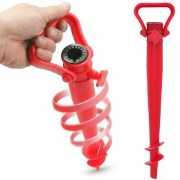 BAZA MOCOWANIE DO PARASOLA PLASTIKOWE WKRĘCANE 37CM CZERWONA