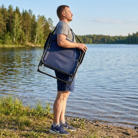 FOTEL TURYSTYCZNO PLAŻOWY Z PODŁOKIETNIKAMI 52X54X25/66CM SKŁADANY GRANATOWY REDCLIFFS