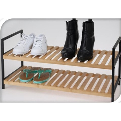 PÓŁKI REGAŁ NA BUTY 2 POZIOMY BAMBUS HOME & STYLING COLLECTION