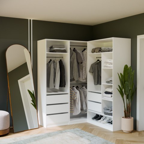 Garderoba Modułowa OPENO ZESTAW 260/200 BIAŁA Szuflady Drążki Półki Duża Do Sypialni