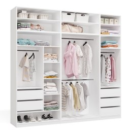 Garderoba Modułowa OPENO ZESTAW 260/250 BIAŁA Szuflady Drążki Półki Duża Do Sypialni