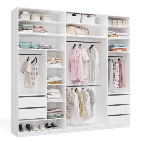 Garderoba Modułowa OPENO ZESTAW 260/250 BIAŁA Szuflady Drążki Półki Duża Do Sypialni