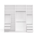 Garderoba Modułowa OPENO ZESTAW 260/250 BIAŁA Szuflady Drążki Półki Duża Do Sypialni