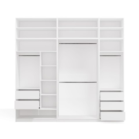 Garderoba Modułowa OPENO ZESTAW 260/250 BIAŁA Szuflady Drążki Półki Duża Do Sypialni