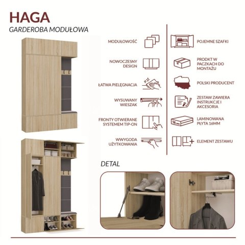 Garderoba HAGA III/2Sz1W DĄB SONOMA 2x Szafa + Wieszak