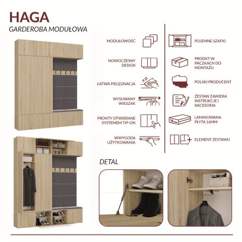 Garderoba HAGA IV/2Sz2W DĄB SONOMA 2x Szafa + 2x Wieszak