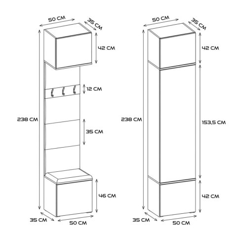 Garderoba HAGA IV/3Sz1W DĄB SONOMA 3x Szafa + Wieszak